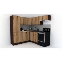 Bucatarie de Colt GENA NEW 10 ST. 190-200, Fara Corp de Cuptor, Wenge / Decor K365